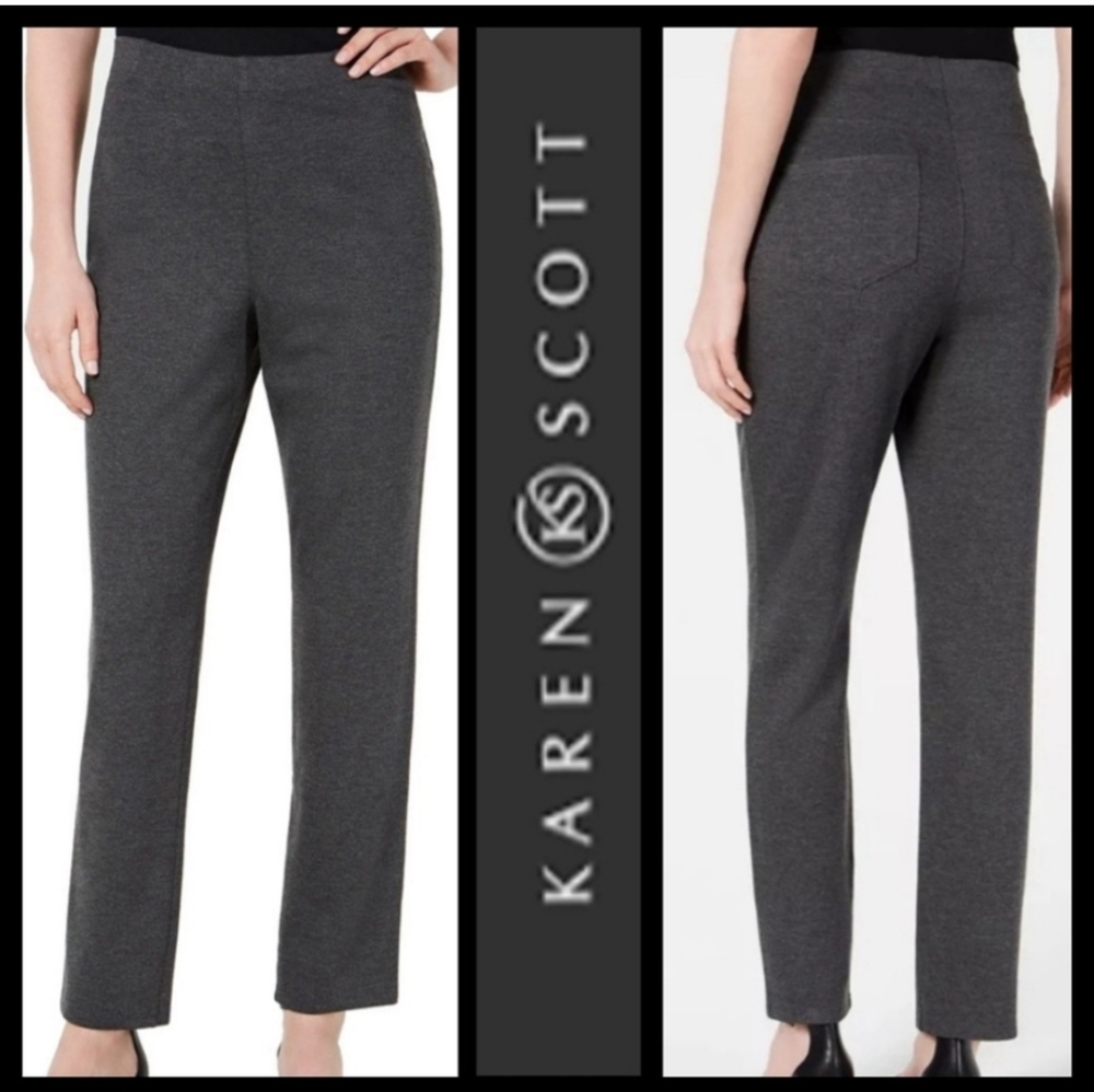 Karen Scott Sport Petite Women's Charcoal Htr Gray Pants PM NWT